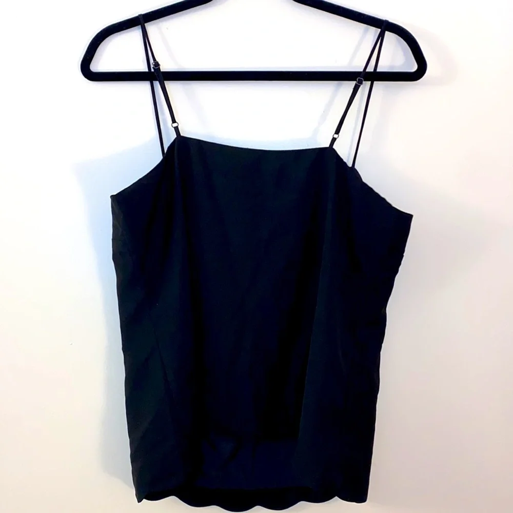 NWT J Crew Black Scalloped Tank Blouse Women's Size 10 - Picture 6 of 9